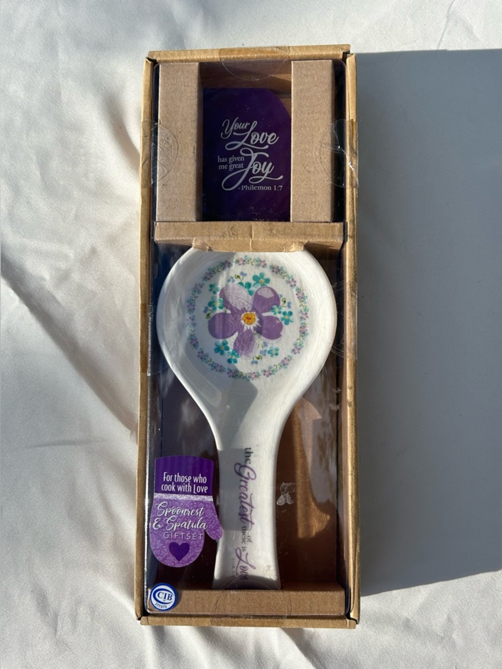 Divinity Purple Floral Spoon Rest & Spatula